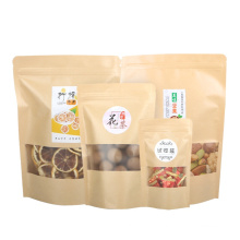 Custom Scented Tea Kraft Paper Bag Self-sealing Nut Food Bag With Window